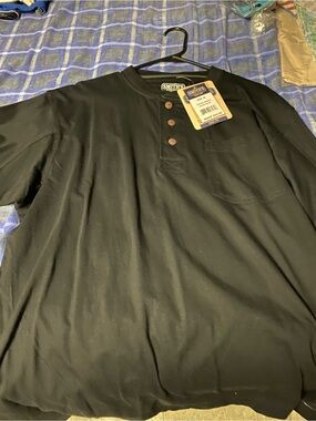 SMITH Black Short Sleeve Henley with Chest Pocket